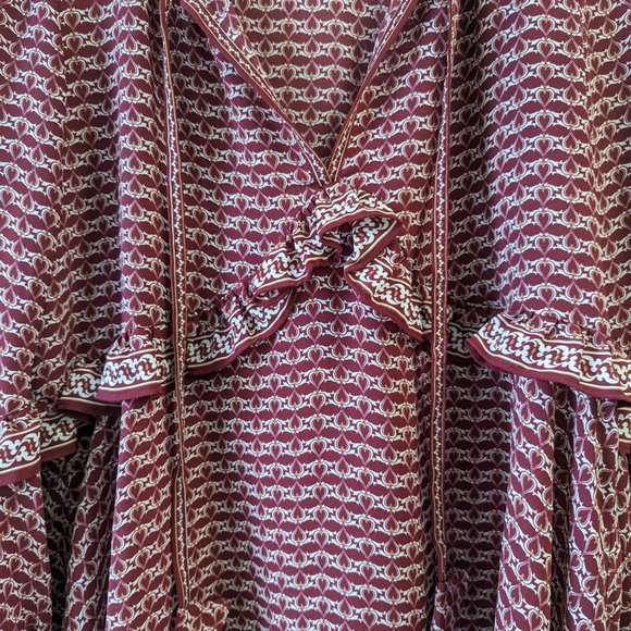 Max Studio Ruffled Balloon Sleeve Blouse - Size M/L - EUC  Burgundy Maroon Red - Picture 9 of 10